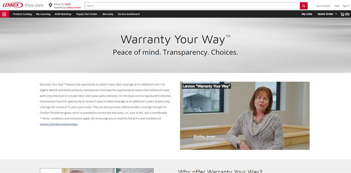 Warranty Your Way landing page
